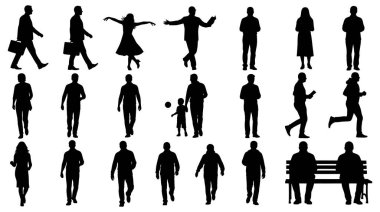 Farklı insanları temsil eden büyük bir grup siyah siluetin yer aldığı yüksek kontrastlı bir çizim. Koleksiyonda erkekler, kadınlar ve her gün farklı faaliyetlerde bulunan bir çocuk yer alıyor. Poz vermek, yürüyen, koşan, hareketsiz duran insanları içerir.