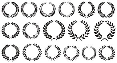 Yüksek kontrastlı, siyah ve beyaz bir resim çeşitli defne çelenkleri sergiliyor. Çelenkler her biri farklı tarz ve boyutlarda olmak üzere üç sıra halinde dizilmiştir. Bu tasarımlar genellikle zafer, onur ve başarı sembolleriyle ilişkilendirilir.,