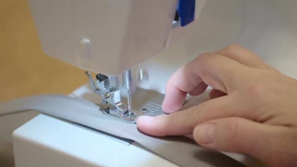Process Working Seamstress Sewing Machine Close Slow Motion Hands Seamstress — Stok video