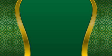 Zarif Yeşil ve Altın İslami Arkaplan Şablonu Lüks Şablonu Metin veya Ürün Model Tasarımı için Boşluk Boşluğu