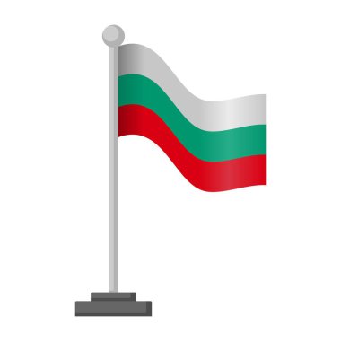 Dinamik Bulgar Bayrak Vektörü Resimleri, EPS dosyası. Beyaz arka planda izole edilmiş. Ulusal semboller, etkinlikler ve eğitim için mükemmel bir simge.