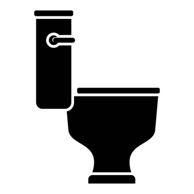 Tuvalet ikonu vektör silueti düz tasarım minimalist beyaz arka plan banyo fikstürü iç tasarım bakım evi hijyen yenileme konseptleri için hijyenik malzeme sembolü.