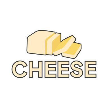 Vector yellow cheese bar with slices on white porcelain plate, organic farm nutrition. Fresh dairy milk product. Creamy healthy piece of tasty briquette.