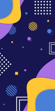 Abstract geometric shapes background. Dark blue Memphis banner template. Business and presentation