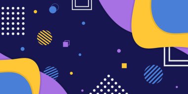 Abstract geometric shapes background. Dark blue Memphis banner template. Business and presentation