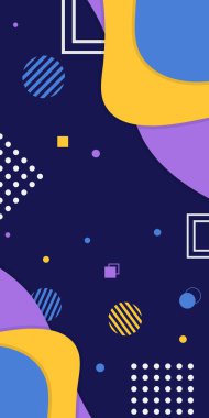 Abstract geometric shapes background. Dark blue Memphis banner template. Business and presentation