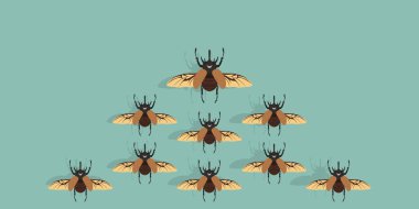 Korna böceği şablon arka planı. Gergedan böcek pankartı. Boşluğu ve negatif alanı kopyala