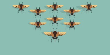 Korna böceği şablon arka planı. Gergedan böcek pankartı. Boşluğu ve negatif alanı kopyala