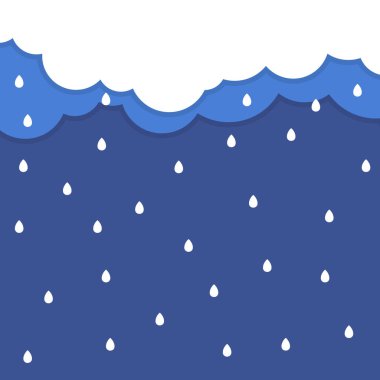 Arkaplan Geometrik bulut şekilleri. Kağıt kesim stili. Mavi beyaz pankart. Düz şablon yağmur yağdır