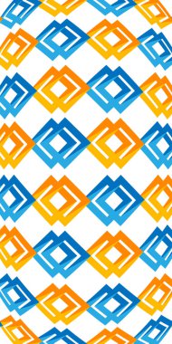 Arkaplanda soyut kare zincir var. Turuncu ve mavi renkli mozaik motifi