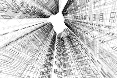 mimari soyut, 3d resim, Bina yapısı