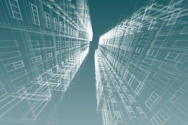 mimari soyut, 3d resim, Bina yapısı