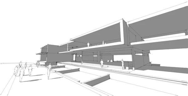 Αρχιτεκτονική αφηρημένα, 3d απεικόνιση — Φωτογραφία Αρχείου