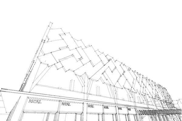 Arquitetura abstrato, ilustração 3d — Fotografia de Stock