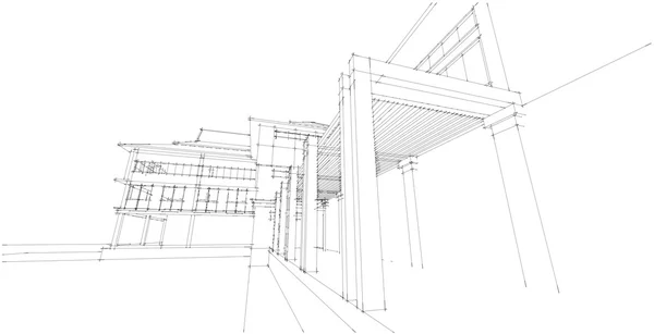 Αρχιτεκτονική αφηρημένα, 3d απεικόνιση — Φωτογραφία Αρχείου