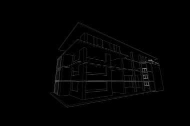 Modern ticari bina yapısı, mimari çizim soyut, illüstrasyon