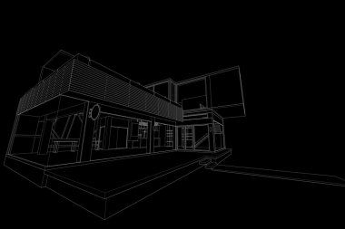 Modern ticari bina yapısı, mimari çizim soyut, illüstrasyon