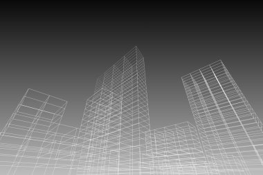 Şehir Manzaralı, mimari soyut, illüstrasyon 