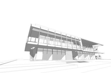 Modern ticari bina yapısı, mimari çizim soyut, illüstrasyon