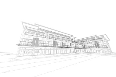 ticari bina yapısı, mimari soyut, illüstrasyon, 