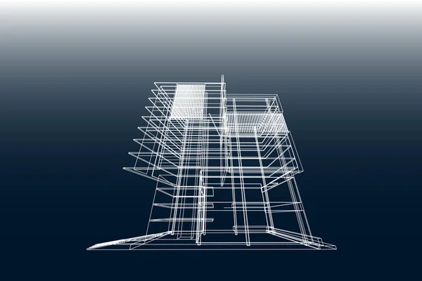 Estrutura de edifício alto abstrato, ilustração, desenho de arquitetura — Fotografia de Stock
