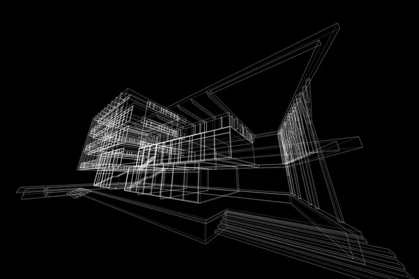 Estructura comercial moderna del edificio, abstracto del dibujo de la arquitectura, ilustración —  Fotos de Stock