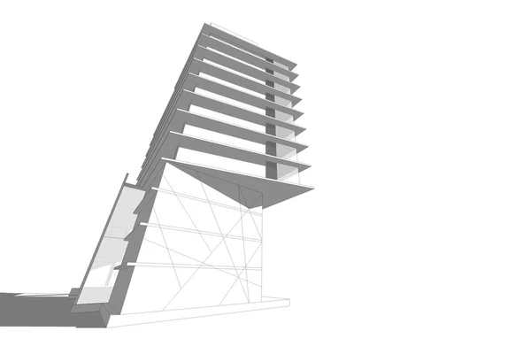 Estructura comercial moderna del edificio, abstracto del dibujo de la arquitectura, ilustración —  Fotos de Stock