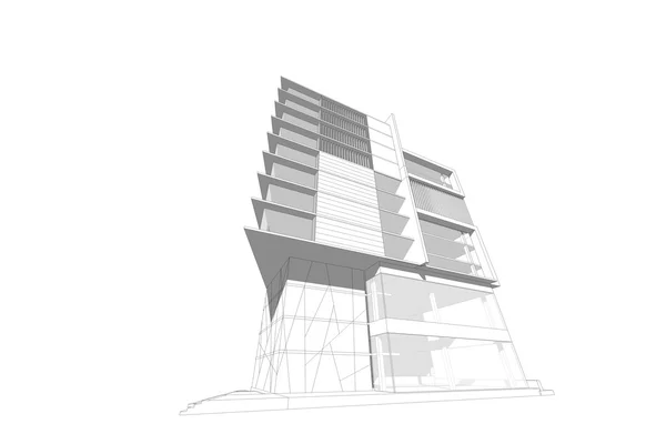 Σύγχρονο εμπορικό κτίριο δομή, αρχιτεκτονική σχεδίασης αφηρημένες, εικονογράφηση — Φωτογραφία Αρχείου