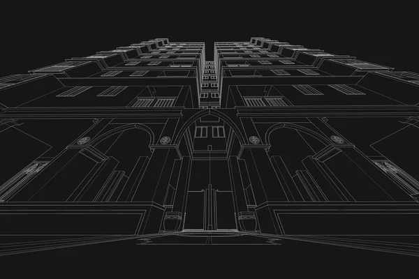 Alta estructura del edificio abstracto, ilustración, dibujo de la arquitectura —  Fotos de Stock