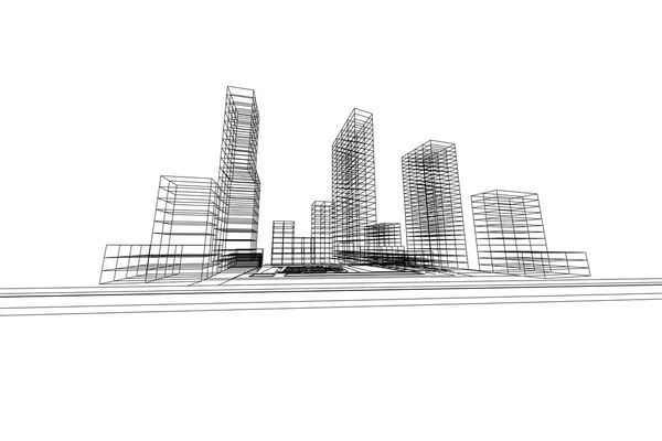 Stadtansicht, Architektur abstrakt, Illustration — Stockfoto