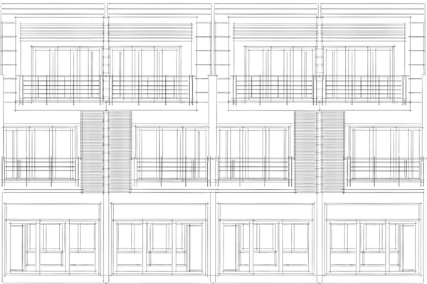 Estructura comercial moderna del edificio, abstracto del dibujo de la arquitectura, ilustración — Foto de Stock