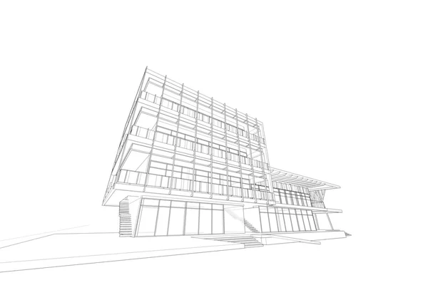 Kommersiell byggnad struktur, arkitekturen abstrakt, illustration, — Stockfoto