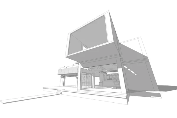 Edifício comercial estrutura, arquitetura abstrato, ilustração , — Fotografia de Stock