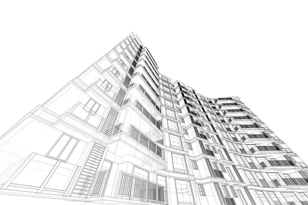 Estrutura de edifício alto abstrato, ilustração, desenho de arquitetura Fotos De Bancos De Imagens Sem Royalties
