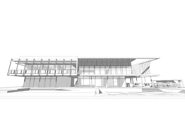 Estrutura de edifício comercial moderno, desenho de arquitetura abstrato, ilustração Imagens De Bancos De Imagens Sem Royalties