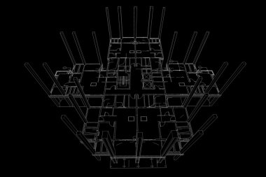 yüksek bina yapısı Özet, illüstrasyon, mimari çizim