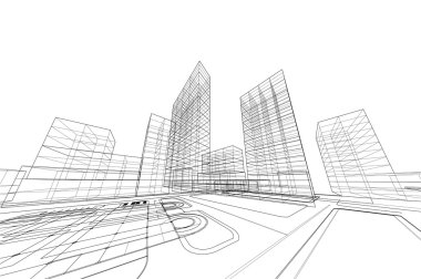 ticari buildingcity görünümü, mimari soyut,