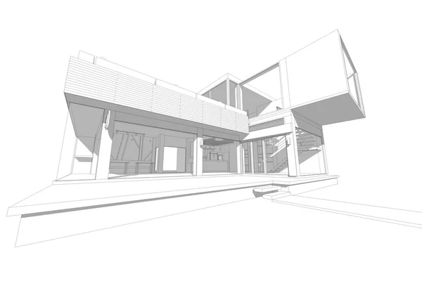 Arquitectura abstracta, 3d ilustración, estructura del edificio — Foto de Stock