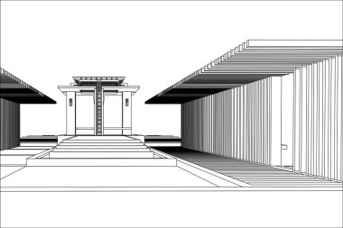 Pavilion peyzaj mimari perspektif çizim