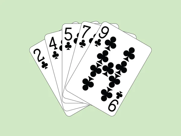 Jogando cartas - Flush of Clubes —  Vetores de Stock