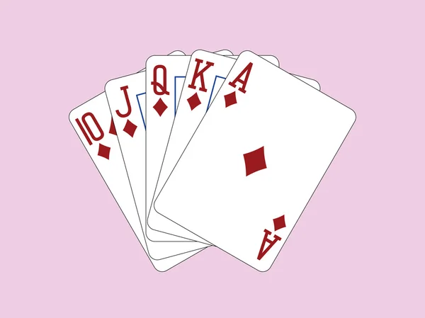 Playing Cards - Royal Flush of Diamonds — Stock Vector