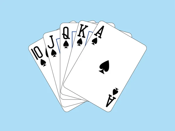 Hrací karty - Royal Flush Piková — Stockový vektor