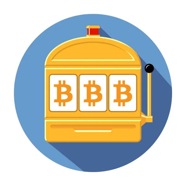 Bitcoin máquina tragaperras icono vector ilustración — Vector de stock