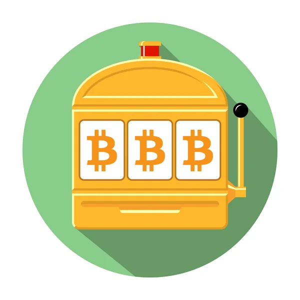 Bitcoin máquina tragaperras icono vector ilustración — Vector de stock