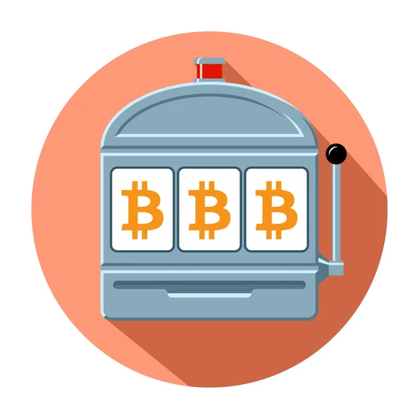 Bitcoin máquina tragaperras icono vector ilustración — Vector de stock