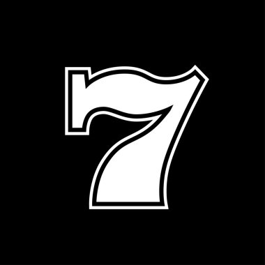 Slot makinesidir yedi simge siyah beyaz vektör çizim