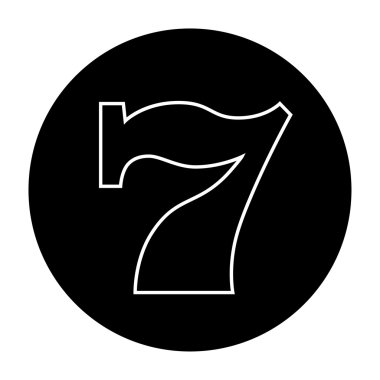 Slot makinesidir yedi simge siyah beyaz vektör çizim