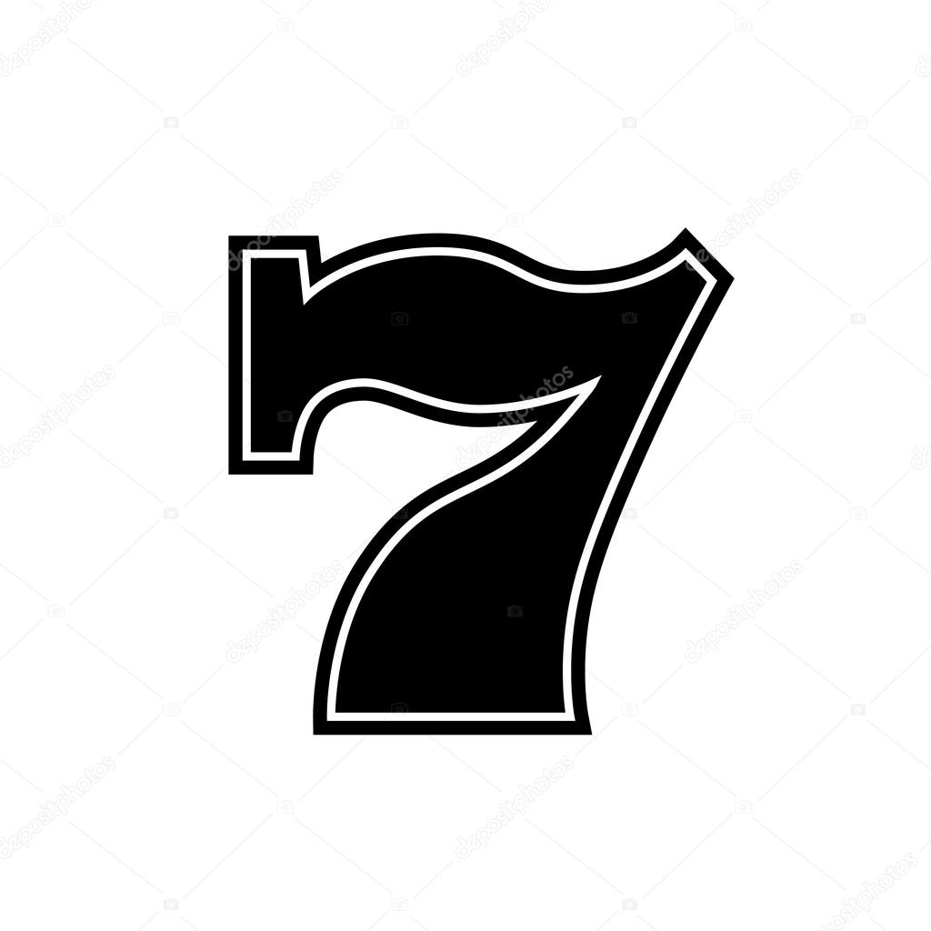 Slot Machine Seven Icon Black And White Vector Illustration Stock Vector C Zaremsky Gmail Com