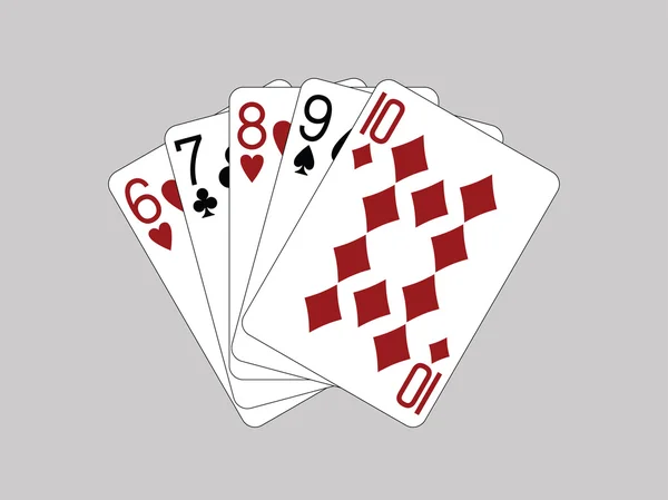 Jogar cartas - Combinação de poker em linha reta — Vetor de Stock