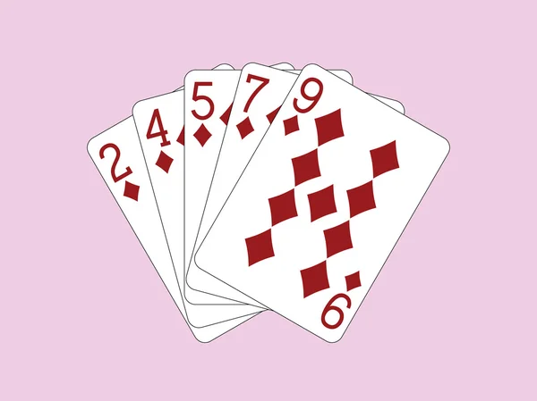 Spielkarten - Flush von Diamanten — Stockvektor